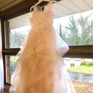 Tip Top Kids girls size 10 blush pink formal gown style 7018.